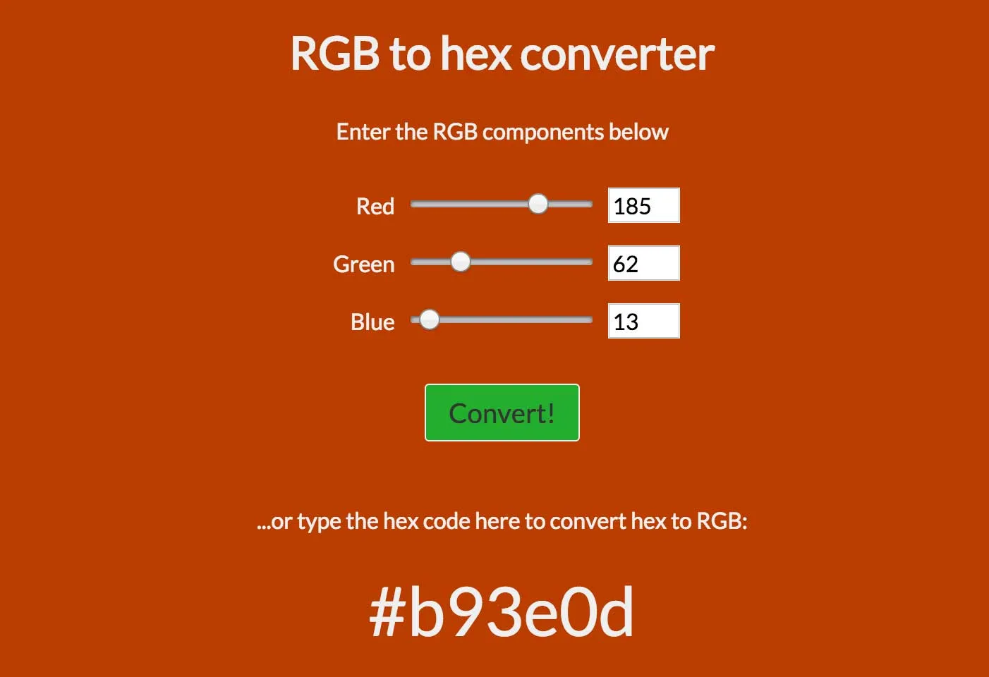 Convert RGB and hex colours
