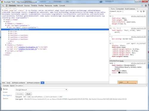 Normal Chrome devtools