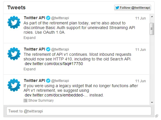 410 Twitter error