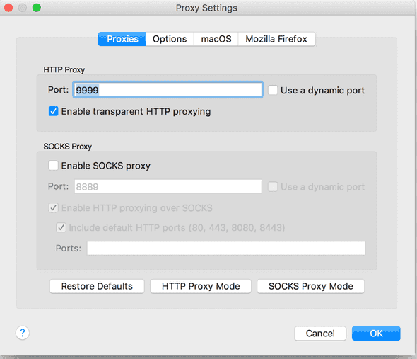 Charles proxy settings